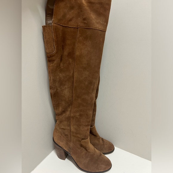 Dolce Vita Cognac Suede Over the Knee Heeled Boots - Picture 2 of 7
